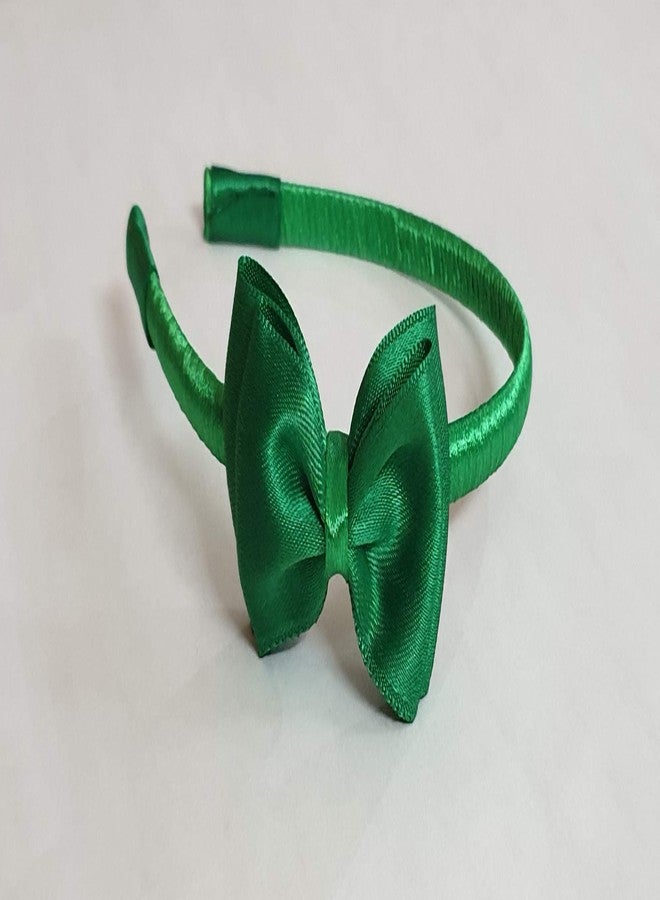 Belleza Crafting with Creativity Hair Accessories Set-5/ Bow Hairband with Bow Hairclip and Bow Ponytail Band/Combo Set for Girls Pattern1 (Green SHDD1) - Image 5